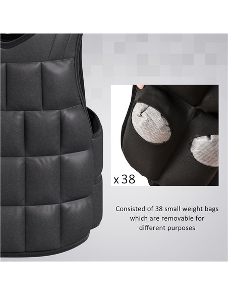 HOMCOM 15kg Adjustable Metal Sand Weight Vest Black A93-042V01BK - pic 95423 | FastDaddyshop