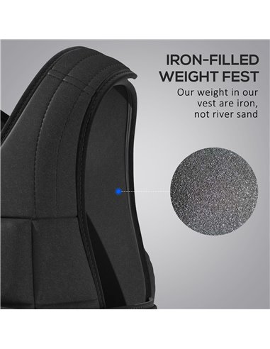 HOMCOM 15kg Adjustable Metal Sand Weight Vest Black A93-042V01BK