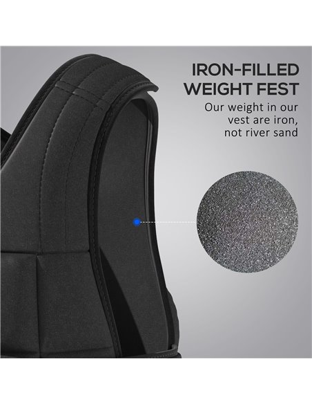 HOMCOM 15kg Adjustable Metal Sand Weight Vest Black A93-042V01BK - pic 95424 | FastDaddyshop