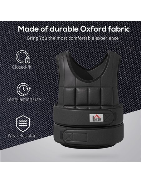 HOMCOM 15kg Adjustable Metal Sand Weight Vest Black A93-042V01BK - pic 95426 | FastDaddyshop