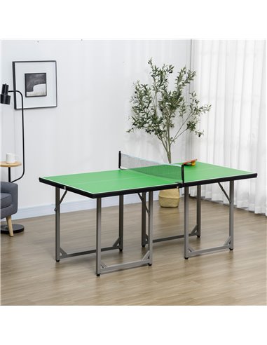 HOMCOM 182cm Mini Tennis Table Folding Ping Pong Table with Net Multi-Use Table for Indoor Outdoor Game, Green A90-130GN