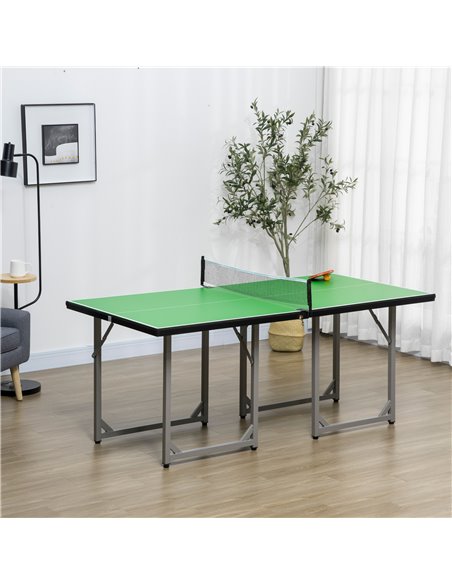 HOMCOM 182cm Mini Tennis Table Folding Ping Pong Table with Net Multi-Use Table for Indoor Outdoor Game, Green A90-130GN - pic 95430 | FastDaddyshop