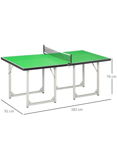 HOMCOM 182cm Mini Tennis Table Folding Ping Pong Table with Net Multi-Use Table for Indoor Outdoor Game, Green A90-130GN