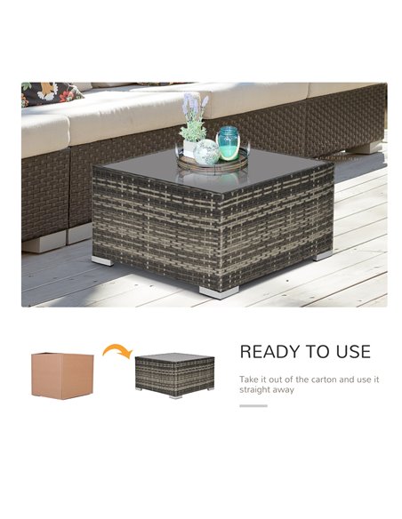 Outsunny Rattan Coffee Table Ready to Use Outdoor Furniture Suitable for Garden Backyard Deep Grey - pic 9544 | FastDaddyshop