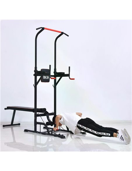 HOMCOM Steel Strength Training Power Tower Pull Up Station Black/Red A91-111 - pic 95448 | FastDaddyshop