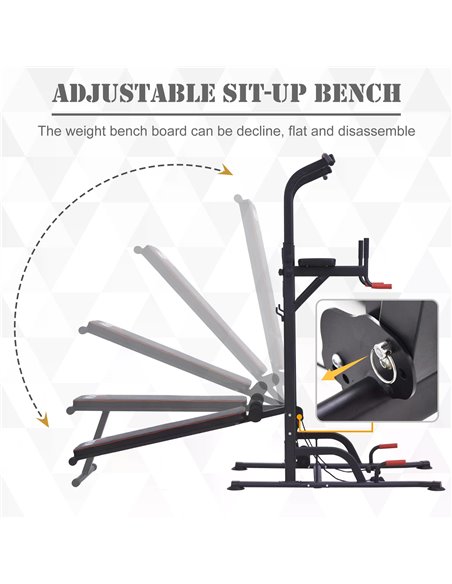 HOMCOM Steel Strength Training Power Tower Pull Up Station Black/Red A91-111 - pic 95450 | FastDaddyshop