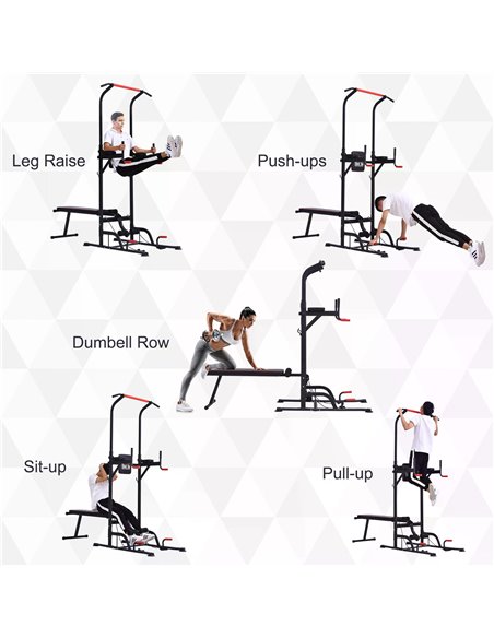 HOMCOM Steel Strength Training Power Tower Pull Up Station Black/Red A91-111 - pic 95451 | FastDaddyshop