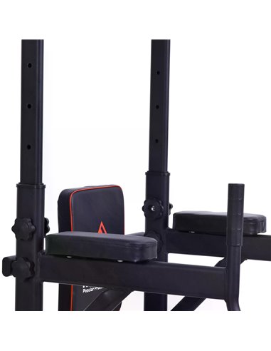 HOMCOM Steel Strength Training Power Tower Pull Up Station Black/Red A91-111