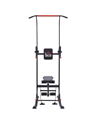 HOMCOM Steel Strength Training Power Tower Pull Up Station Black/Red A91-111