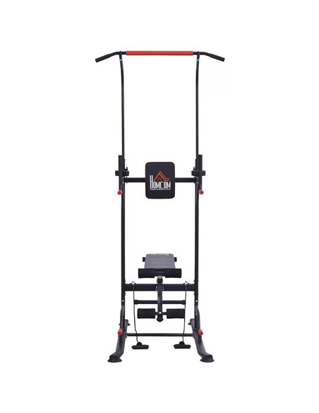 HOMCOM Steel Strength Training Power Tower Pull Up Station Black/Red A91-111 - pic 95454 | FastDaddyshop