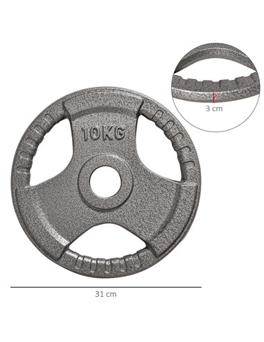 HOMCOM Olympic Weight Plates: 2-Piece Grip Plate Set for Strength Training, Crossfit & Weightlifting A91-136