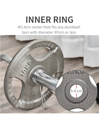 HOMCOM Olympic Weight Plates: 2-Piece Grip Plate Set for Strength Training, Crossfit & Weightlifting A91-136