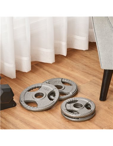 HOMCOM 4 PCS Olympic Weight Plates Grip Plate Sets for Strength and Crossfit and Weightlifting Training, Barbell Weight Set for 