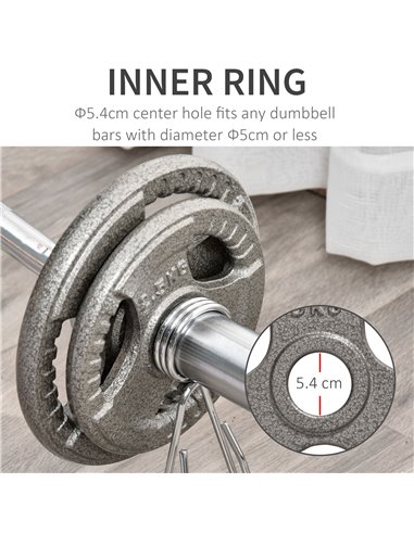 HOMCOM 4 PCS Olympic Weight Plates Grip Plate Sets for Strength and Crossfit and Weightlifting Training, Barbell Weight Set for 