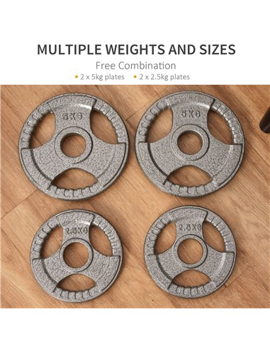 HOMCOM 4 PCS Olympic Weight Plates Grip Plate Sets for Strength and Crossfit and Weightlifting Training, Barbell Weight Set for 