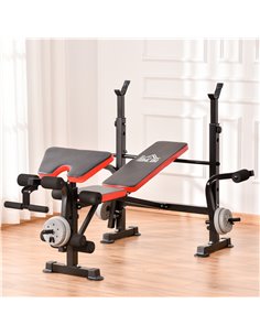 HOMCOM Adjustable Weight Bench with Leg Developer Barbell Rack for Weight Lifting and Strength Training Multifunctional Workout  2