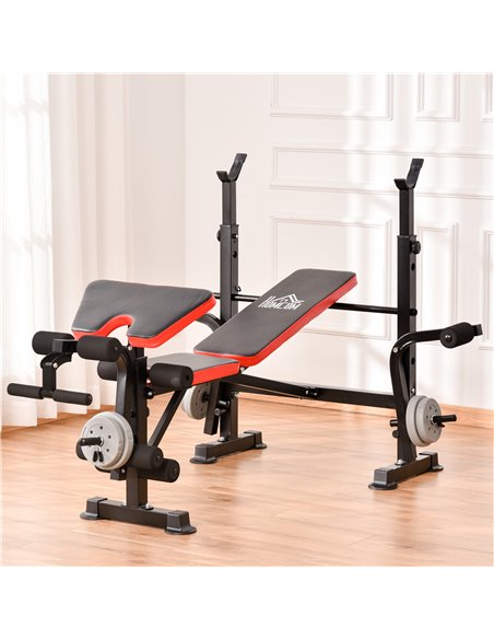 HOMCOM Adjustable Weight Bench with Leg Developer Barbell Rack for Weight Lifting and Strength Training Multifunctional Workout  - pic 95475 | FastDaddyshop