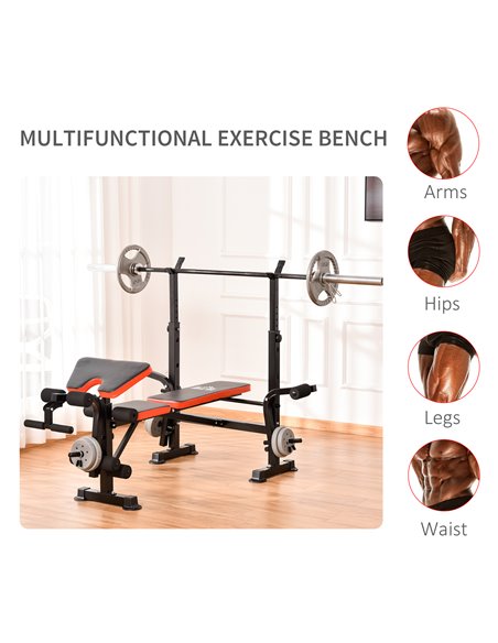 HOMCOM Adjustable Weight Bench with Leg Developer Barbell Rack for Weight Lifting and Strength Training Multifunctional Workout  - pic 95477 | FastDaddyshop