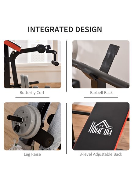 HOMCOM Adjustable Weight Bench with Leg Developer Barbell Rack for Weight Lifting and Strength Training Multifunctional Workout  - pic 95479 | FastDaddyshop
