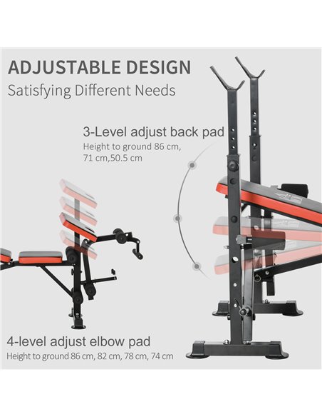 HOMCOM Adjustable Weight Bench with Leg Developer Barbell Rack for Weight Lifting and Strength Training Multifunctional Workout  - pic 95480 | FastDaddyshop