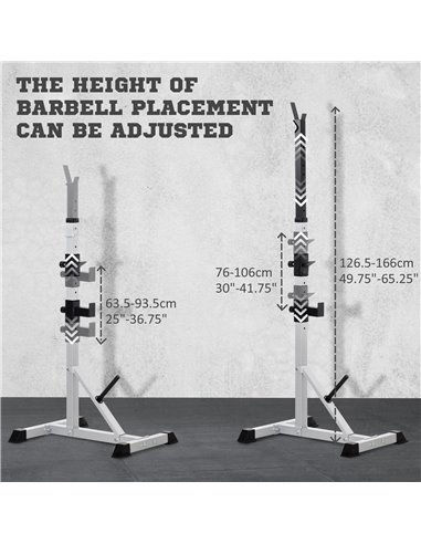 HOMCOM Weights Bar Barbell Rack Squat Stand Adjustable Portable Weight Lifting Suitable For Home Gym Training Work Out A91-070V0