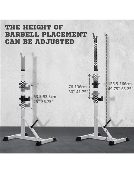 HOMCOM Weights Bar Barbell Rack Squat Stand Adjustable Portable Weight Lifting Suitable For Home Gym Training Work Out A91-070V0 - pic 95487 | FastDaddyshop