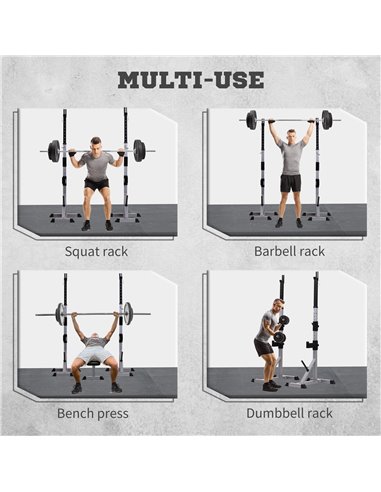 HOMCOM Weights Bar Barbell Rack Squat Stand Adjustable Portable Weight Lifting Suitable For Home Gym Training Work Out A91-070V0