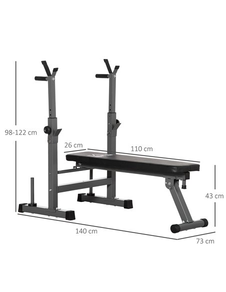 HOMCOM Adjustable Weight Bench, Foldable Bench Press with Barbell Rack, Dip Station, Home Gym, Strength Training, Multiuse A91-1 - pic 95494 | FastDaddyshop