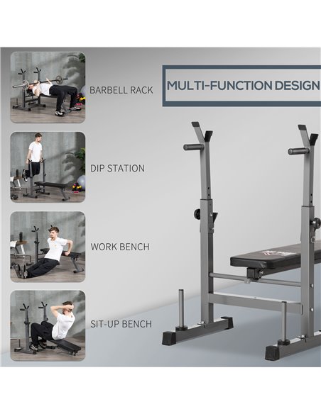 HOMCOM Adjustable Weight Bench, Foldable Bench Press with Barbell Rack, Dip Station, Home Gym, Strength Training, Multiuse A91-1 - pic 95495 | FastDaddyshop