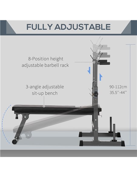 HOMCOM Adjustable Weight Bench, Foldable Bench Press with Barbell Rack, Dip Station, Home Gym, Strength Training, Multiuse A91-1 - pic 95496 | FastDaddyshop
