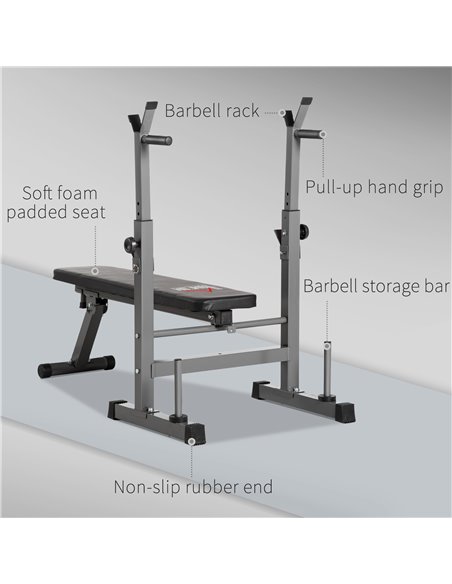 HOMCOM Adjustable Weight Bench, Foldable Bench Press with Barbell Rack, Dip Station, Home Gym, Strength Training, Multiuse A91-1 - pic 95498 | FastDaddyshop