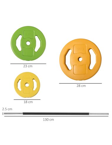HOMCOM 20kg Barbell Weights Set, Adjustable Body Pump Weights with Non-slip Handle, for Women and Men Home Gym Strength Training