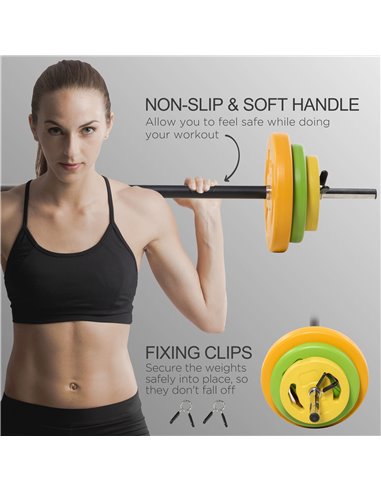 HOMCOM 20kg Barbell Weights Set, Adjustable Body Pump Weights with Non-slip Handle, for Women and Men Home Gym Strength Training