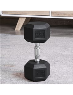 HOMCOM Rubber Hex Dumbbells: 2x17.5kg Portable Hand Weights for Home Gym, Strength Training, Jet Black A91-P027 2