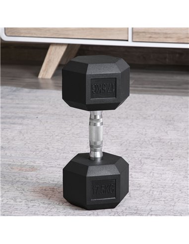 HOMCOM Rubber Hex Dumbbells: 2x17.5kg Portable Hand Weights for Home Gym, Strength Training, Jet Black A91-P027