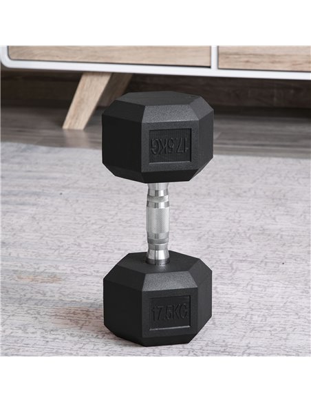 HOMCOM Rubber Hex Dumbbells: 2x17.5kg Portable Hand Weights for Home Gym, Strength Training, Jet Black A91-P027 - pic 95511 | FastDaddyshop