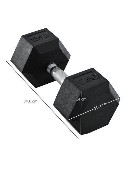 HOMCOM Rubber Hex Dumbbells: 2x17.5kg Portable Hand Weights for Home Gym, Strength Training, Jet Black A91-P027 - pic 95512 | FastDaddyshop