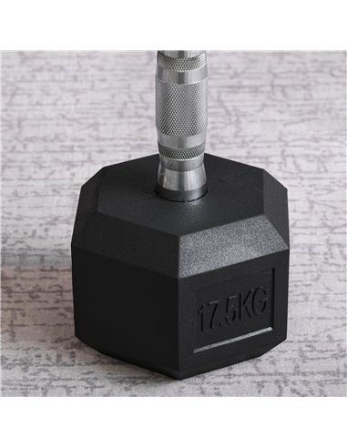 HOMCOM Rubber Hex Dumbbells: 2x17.5kg Portable Hand Weights for Home Gym, Strength Training, Jet Black A91-P027