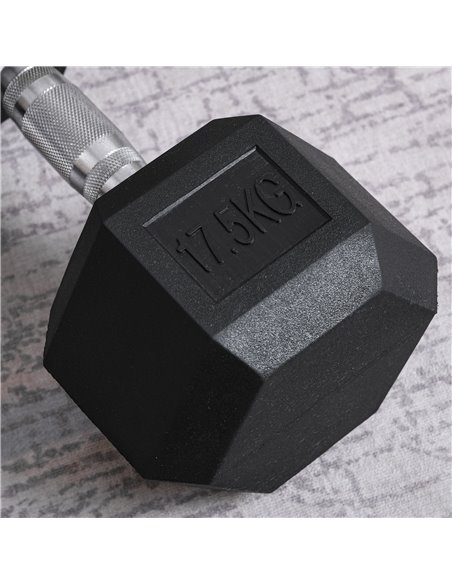 HOMCOM Rubber Hex Dumbbells: 2x17.5kg Portable Hand Weights for Home Gym, Strength Training, Jet Black A91-P027 - pic 95518 | FastDaddyshop