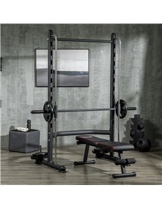 HOMCOM Squat Rack with Pull-Up Bar, Adjustable Weight Rack, Multi-Functional Weight Lifting Barbell Stand for Home Gym Strength  2