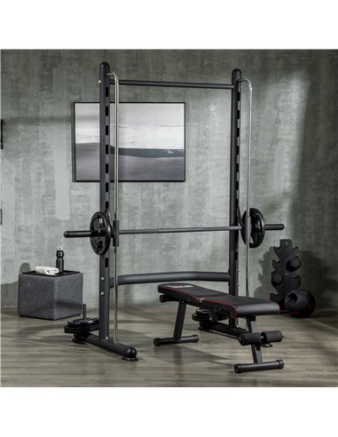 HOMCOM Squat Rack with Pull-Up Bar, Adjustable Weight Rack, Multi-Functional Weight Lifting Barbell Stand for Home Gym Strength 