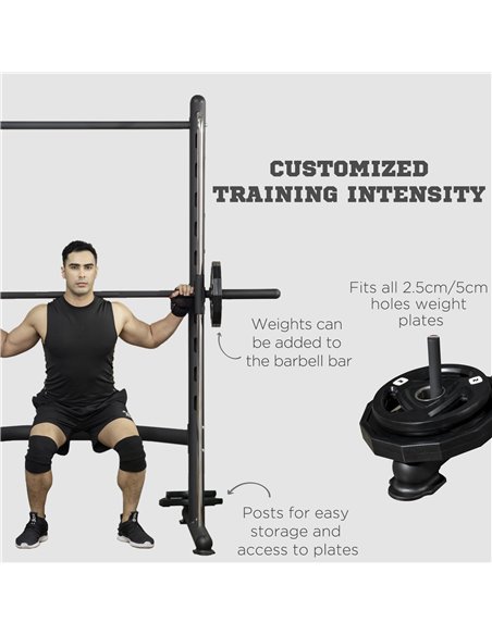HOMCOM Squat Rack with Pull-Up Bar, Adjustable Weight Rack, Multi-Functional Weight Lifting Barbell Stand for Home Gym Strength  - pic 95524 | FastDaddyshop