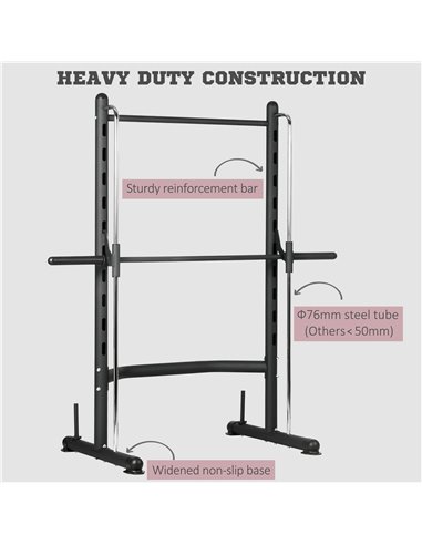 HOMCOM Squat Rack with Pull-Up Bar, Adjustable Weight Rack, Multi-Functional Weight Lifting Barbell Stand for Home Gym Strength 