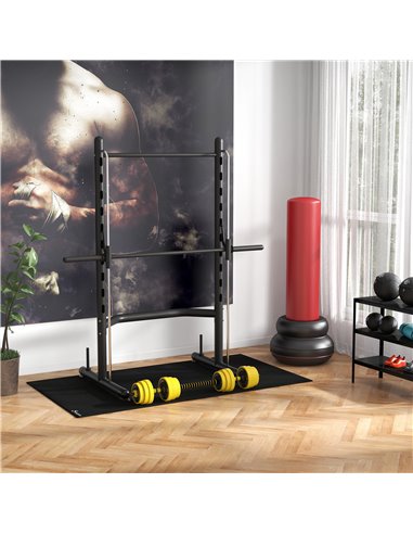 HOMCOM Squat Rack with Pull-Up Bar, Adjustable Weight Rack, Multi-Functional Weight Lifting Barbell Stand for Home Gym Strength 