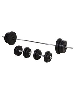 HOMCOM 65kg Adjustable Barbell Weights Set, 2 in 1 Dumbbells and Barbell Set w/ Knurled Bar, Free Weights Training Equipment for