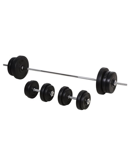 HOMCOM 65kg Adjustable Barbell Weights Set, 2 in 1 Dumbbells and Barbell Set w/ Knurled Bar, Free Weights Training Equipment for - pic 95528 | FastDaddyshop
