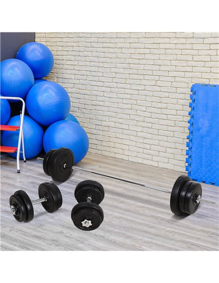 HOMCOM 65kg Adjustable Barbell Weights Set, 2 in 1 Dumbbells and Barbell Set w/ Knurled Bar, Free Weights Training Equipment for - pic 95529 | FastDaddyshop