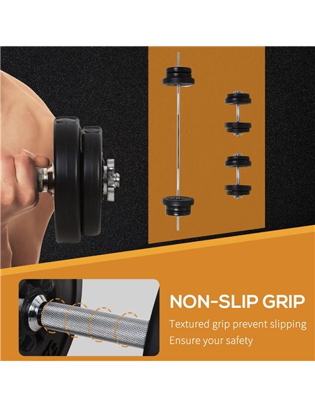 HOMCOM 65kg Adjustable Barbell Weights Set, 2 in 1 Dumbbells and Barbell Set w/ Knurled Bar, Free Weights Training Equipment for - pic 95533 | FastDaddyshop
