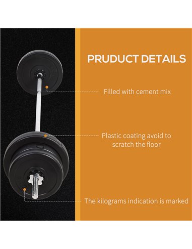 HOMCOM 65kg Adjustable Barbell Weights Set, 2 in 1 Dumbbells and Barbell Set w/ Knurled Bar, Free Weights Training Equipment for