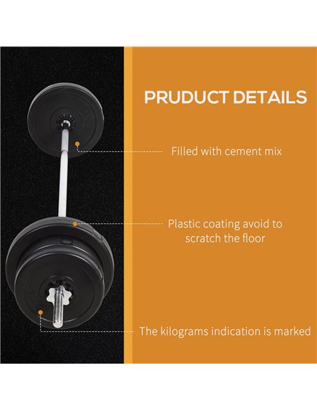 HOMCOM 65kg Adjustable Barbell Weights Set, 2 in 1 Dumbbells and Barbell Set w/ Knurled Bar, Free Weights Training Equipment for - pic 95534 | FastDaddyshop